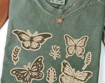 Vintage Butterfly T-Shirt, Cottagecore Aesthetic Comfort Colors® Shirt, Cottagecore Shirt, Aesthetic Tshirt, Cottage Core Shirt