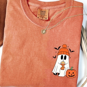 Comfort Colors® Сute Ghost Coffee Shirt, Сute Little Ghost Iced Coffee t-shirt, Boo Ghost Shirt, Ghost Coffee Shirt, Halloween Coffee Lovers