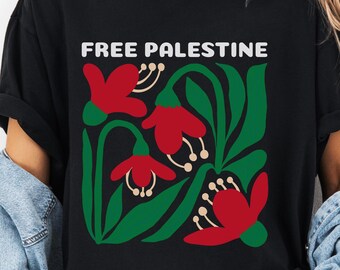 Comfort Colors® Free Palestine Shirt Retro Palestine shirt, Protest Tee, Pro Palestine, Floral Free Palestine shirt, Activist T-Shirt