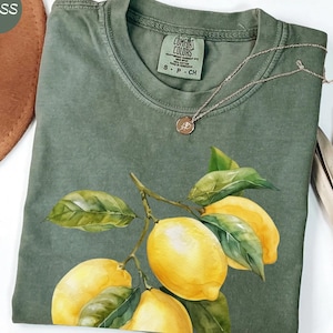 Vintage Lemon Shirt, Realistic Fruit Graphic Tee for Summer Vibes, Botanical Fruit Tee, Citrus Summer Aesthetic, Comfort Colors®