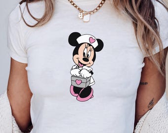 Baby Tee Nurse Mouse Shirt, LOVE Mouse Shirt, Disney Nurse Shirt, Disney Minnie Nurse Tee, RN Nurse Shirt, Cute Nurse Shirt, Minnie Doctor