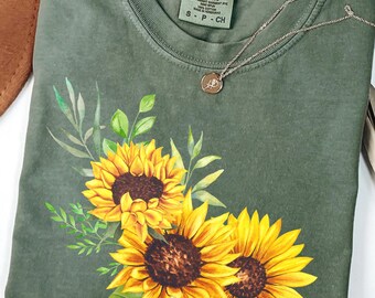 Comfort Colors® Sunflower Shirt, Floral Tee, Flower Shirt,Garden Shirt, Womens Fall Shirt, Sunflower Tshirt Sunflower Shirt Sunshine Tee