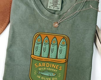 Sardine Comfort Colors® Shirt, Sardines T-shirt, Coastal T-shirt, French Aesthetic, Summer Shirt, Tinned Fish Graphic Shirt, Fisherman Tee