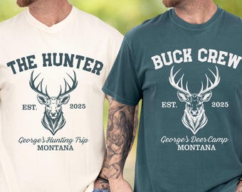 Personalized Hunting Shirt, Custom Deer Camp Tee, The Hunter Buck Crew T-Shirt, Hunting Trip Shirt, Adventure Gift for Men Comfort Colors®