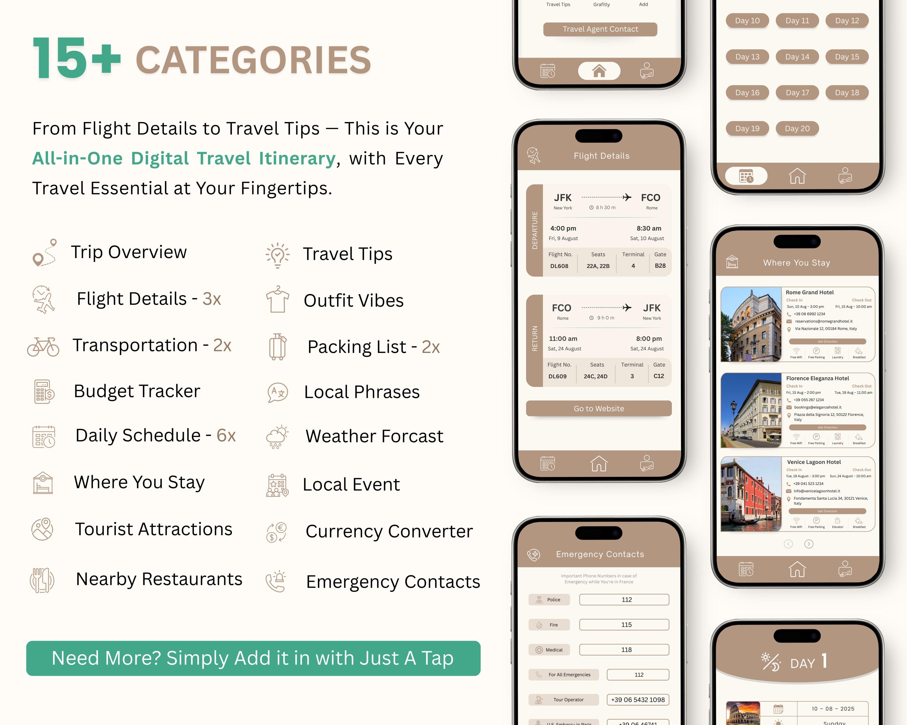 Digital Travel Itinerary Template | Traveling Guide Editable in Canva ...