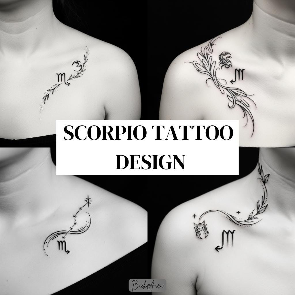 Scorpio Tattoo Design | Scorpio Zodiac Celestial Art C Minimalist Line Art Flash | Instant Digital | PNGs