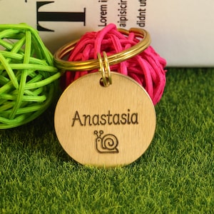 Custom Dog Collar Tag,Personalized Thick Solid Polished Brass Pet ID Tag for Cats & Dogs,Deep Engraved Dog Collar Tag,Gift for her
