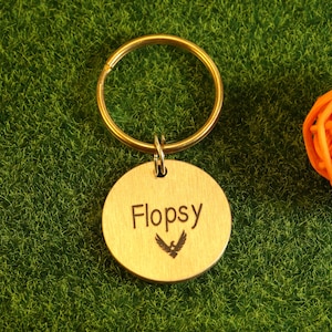 Cat Tag for Collar,Minimalistic Tag,Brass Pet Collar Tag,Custom Pet Tag,Adjustable to fit different collar widths,Pet Gifts