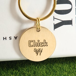 Durable Cat Tag for Collar,Minimalistic Tag,Paw-Friendly Brass Pet Collar Tag,Cat Tag with Phone,Pet Gifts