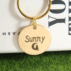Personalized Pet Collar Tag,Furry Friend’s ID Tag,Solid Brass,Anti-Lost,Adventure-Ready,Cat Pendant,Cat Collar Tag,Name Tag