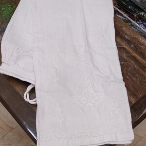 White Chikankari Short Cotton Kurti: Hand Embroidered White Kurta Top | Traditional Indian Tunic Top | Boho Summer Wear for Women Size 38-46 image 6