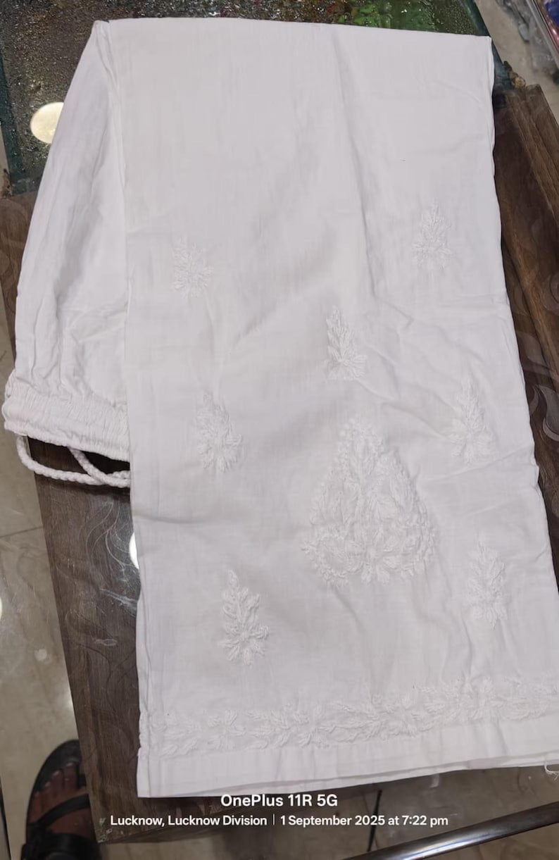 Chikankari Yellow Cotton Kurti: Indian Salwaar Kameez Women | Lucknowi Kurti/Kurta for Girls | Hand Embroidered Pure Cotton Kurta for Women image 6