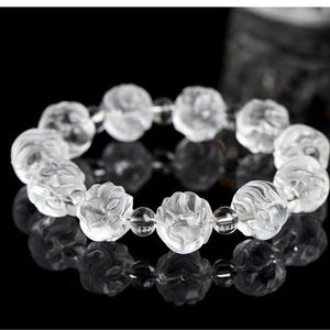 Nine-Tailed Fox White Crystal Bracelet | Natural Spherical Fox Beads | Unique Spiritual Amulet | Powerful Bracelet Gift