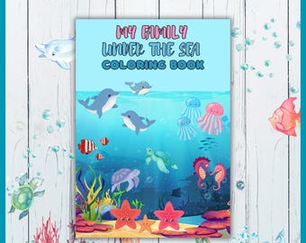 Meerestiere Malbuch: Familie unter dem Meer zum Ausdrucken (PDF-Download)
