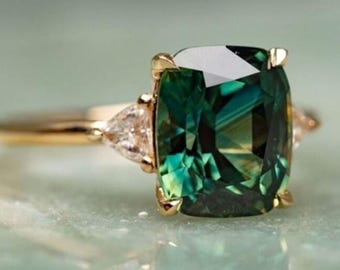 Anillo de Esmeralda Natural Certificada de 5,50 quilates, Plata de Ley 925, Anillo Hecho a Mano, Regalo para ella.