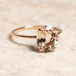 認定天然モルガナイト 5.20カラット、925スターリングシルバー、ハンドメイドリング、アニバーサリーリング