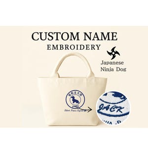Dachshund Tote Bag – Personalized Dog Lover Gift with Custom Name | Embroidered Canvas Bag from Japan |
