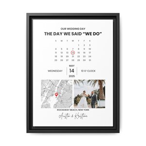 Mapa personalizado con calendario, regalo de aniversario, regalo de boda, regalo para recién casados, marco de fotos personalizado, mapa de pareja personalizado, impresión de mapa de amor