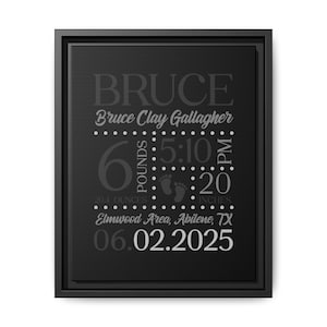 Estadísticas de nacimiento personalizadas, regalo personalizado para recién nacidos, regalo para la habitación de un bebé, arte mural para recién nacidos, regalo para niña y niño (negro)
