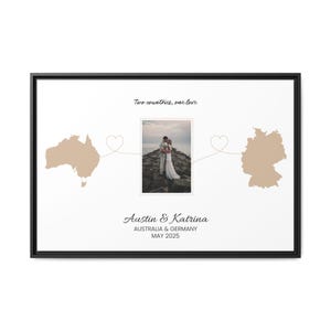 Aangepaste kaartafdruk met foto, gepersonaliseerde kaartkunst, aanpasbare kaartafdruk, selecteer twee landen, perfect reiscadeau, Marble Two Countries