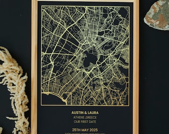 Gepersonaliseerde foliekaartprint van elke locatie, aangepaste A4-folieprint, metallic foliekaartprint, locatieprint, wanddecoratie foliekunst, goudzilver