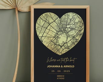 Gepersonaliseerde foliedruk hartkaart van elke locatie, aangepaste A4 foliedruk, kaartprint metallic folie, foliedruk locatie, muurdecor foliekunst