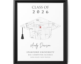 Custom Map Gift for Graduation, Graduation Gift, Son, Appreciation Gift, Thank You Gift, High School Gift, Custom University Gift, PhD Gift