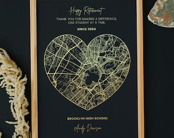 Mapa metálico personalizado A4 para regalar a profesores jubilados, directores, médicos, agradecimientos, consejeros y entrenadores.