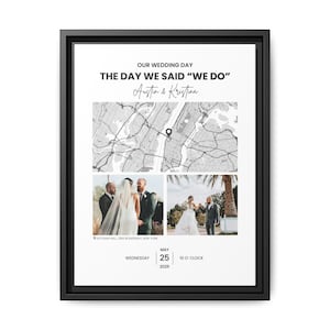 Mapa de pareja personalizado, regalo de aniversario, regalo de boda, regalo para recién casados, marco de fotos personalizado, mapa de pareja personalizado, impresión de mapa del amor
