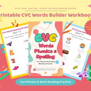 CVC Words Phonics Workbook: Kindergarten Reading, Spelling Practice (PDF Download)