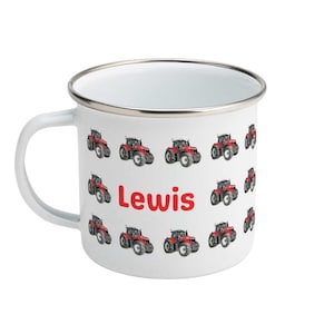 Tractor Mug Personalized Enamel Mug with Tractor Coaster - Farming Gift, Massey Ferguson Tractor, Farm Lover Present