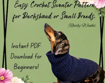 Dackel Pullover Muster: Einfache Häkelanleitung für kleine Hunde - Instant Download