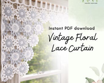 Vintage Blumenspitze Vorhang Häkelanleitung (PDF Download)