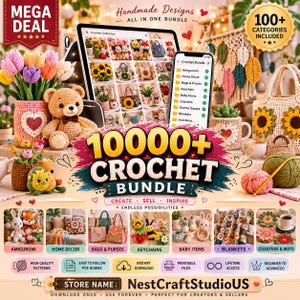 10000+ Virkmönsterpaket PDF Amigurumi Virkmönster Megakollektion Nybörjarvänlig Mjukisdjur Heminredning Babykläder
