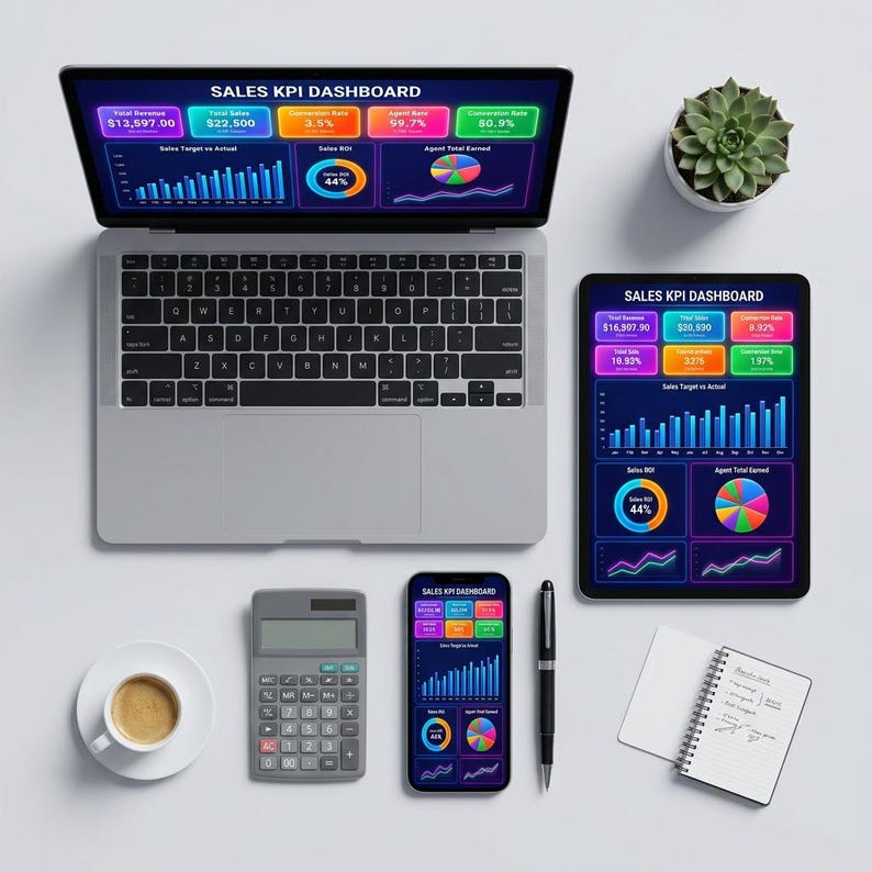 Sales KPI Dashboard Excel Template _ Target Vs Actual Tracker _ Sales ...