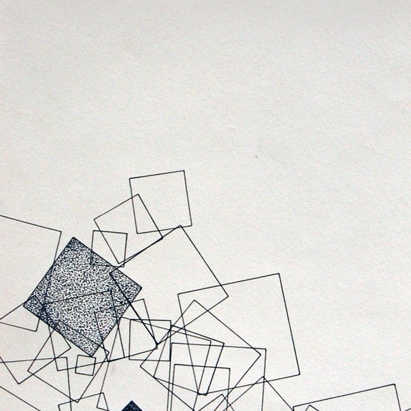 Falling, small original 6" x 14.25" abstract drawing