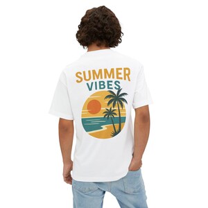 Summer Vibes Unisex Tee, Oversized Box Shirt, Loose Fit T-shirt, Trendy Top, Casual Tee for Women and Men