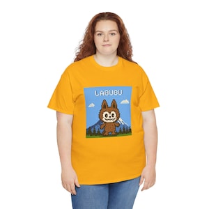 Camiseta retro Pixel Labubu: camiseta de monstruo adorable estilo años 80, camiseta kawaii vintage pixel art, unisex, dibujos animados