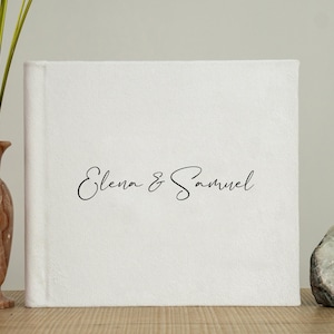 Personalized Wedding Guest Book: Lay-Flat Photo Album, Velvet or Linen Cover