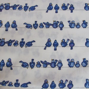 Brazen Blue Birds White Blue // Patric Lose Timeless Treasures C7137 // 100% Quilting Fabric OOP // Price is by the yard BTY