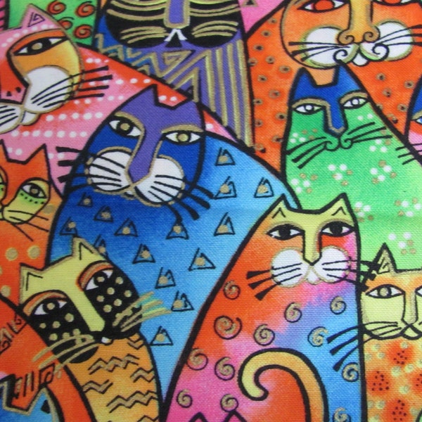 Colorful Cats // Laurel Burch Felines & Canines 100% Cotton Quilt Fabric OOP  // Price is for 44" x 18" half yard