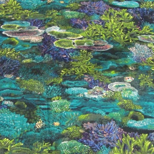 Reef // Michael Miller 100% Cotton Fabric Under the Sea Blues Green C1465 // Price is per yard BTY