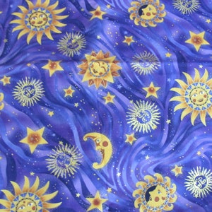 Purple Gold Suns Celestial // Robert Kaufman EZM 2955 // 100% Cotton Quilt Fabric // Fabric by the Yard BTY