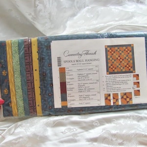 Connecting Threads - Spools Wall Hanging Quilt Kit // 100% Cotton Fabric for making a small quilt 21" square Complete with instructions