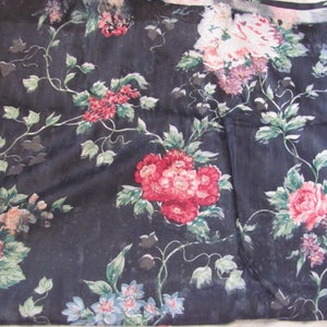 Black Floral Chintz // 5th Avenue Covington Circa 1992 OOP // 100% Cotton Designer Home Decor Fabric // Price is for 56" x 54" Total