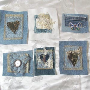 Fabric Patch Denim Silk Scrappy Unique Embellishment Jeans Jacket Pants or Snippet for Journal Sew On - Your Choice *Free letter rate ship*