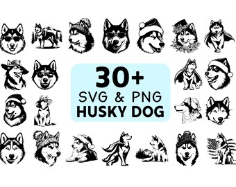 Husky Dog SVG PNG Bundle, Siberian Husky Clipart, Cricut Cut Files