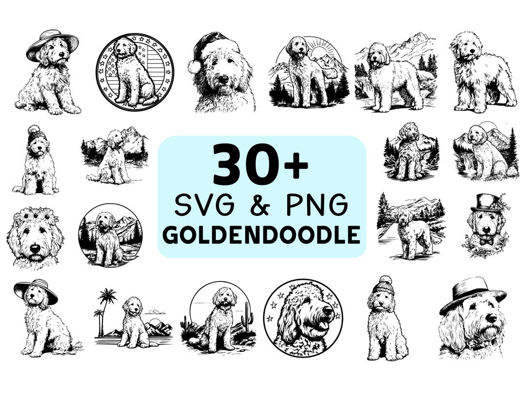 Goldendoodle Silhouette SVG PNG Bundle, Cute Dog Clipart, Puppy Lover ...