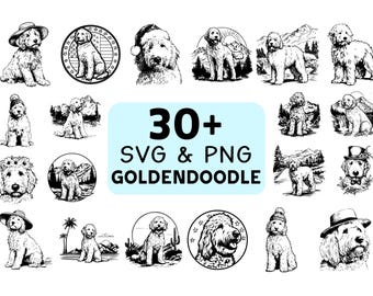 Goldendoodle Silhouette SVG PNG Bundle, Cute Dog Clipart, Puppy Lover Cut Files, Pet Vector