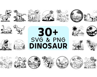 Dinosaur SVG PNG Bundle, T-Rex Dino Clipart, Cricut Cut Files
